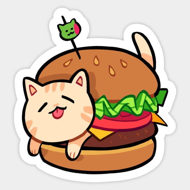 burger cat Sticker by giraffalope